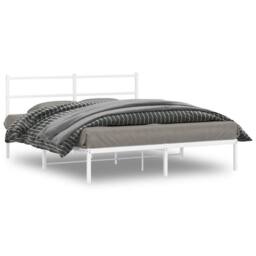 Berkfield Home Metal Bed Frame without Mattress with Headboard White 160x200cm - Size: 160x200 cm - thumbnail 1