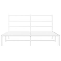 Berkfield Home Metal Bed Frame without Mattress with Headboard White 160x200cm - Size: 160x200 cm - thumbnail 5