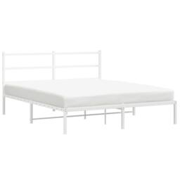Berkfield Home Metal Bed Frame without Mattress with Headboard White 160x200cm - Size: 160x200 cm - thumbnail 4
