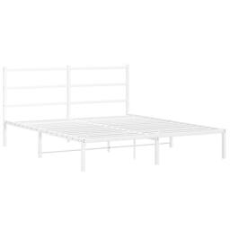 Berkfield Home Metal Bed Frame without Mattress with Headboard White 160x200cm - Size: 160x200 cm - thumbnail 2