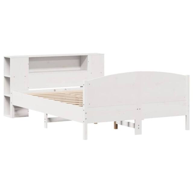 Berkfield Home Decorative Bookcase Bed without Mattress White 135x190cm Solid Wo - Size: 135x190 cm - image 1