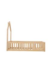 Living and Home House-Shaped Headboard Floor Bed Frame with Guardrails in Natural - thumbnail 5