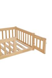Living and Home House-Shaped Headboard Floor Bed Frame with Guardrails in Natural - thumbnail 8