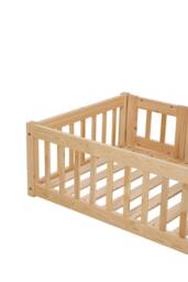 Living and Home House-Shaped Headboard Floor Bed Frame with Guardrails in Natural - thumbnail 9