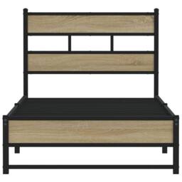 Berkfield Home Metal Bed Frame without Mattress Sonoma Oak 90x190 cm Single in Brown - thumbnail 4