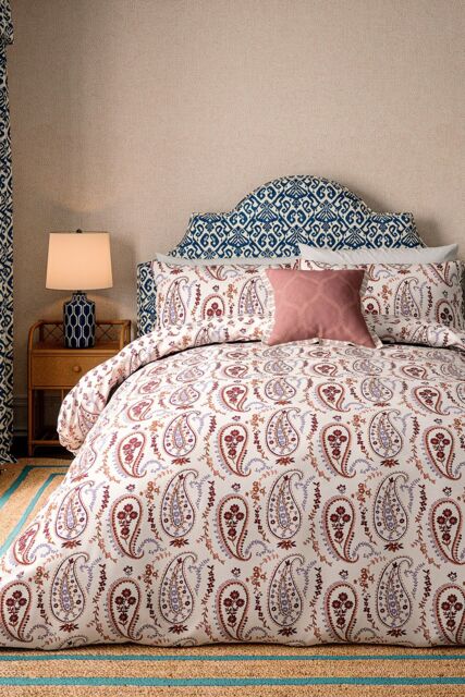 Sanderson 'Jamilia' Cotton Duvet Cover Set in Pink - Size: Super King - image 1