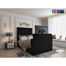 KDMD Luther Upholstered Black TV Bed Frame - Size: Single - thumbnail 7