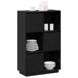 Berkfield Home Highboard Black 74x35x117 cm Solid Wood Pine - Size: 74 x 35 x 117 cm - thumbnail 4