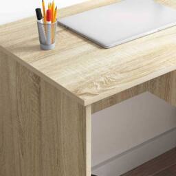 Berkfield Home Desk with Storage Sonoma Oak 90x49.5x75 cm Engineered wood in Light Oak - thumbnail 4