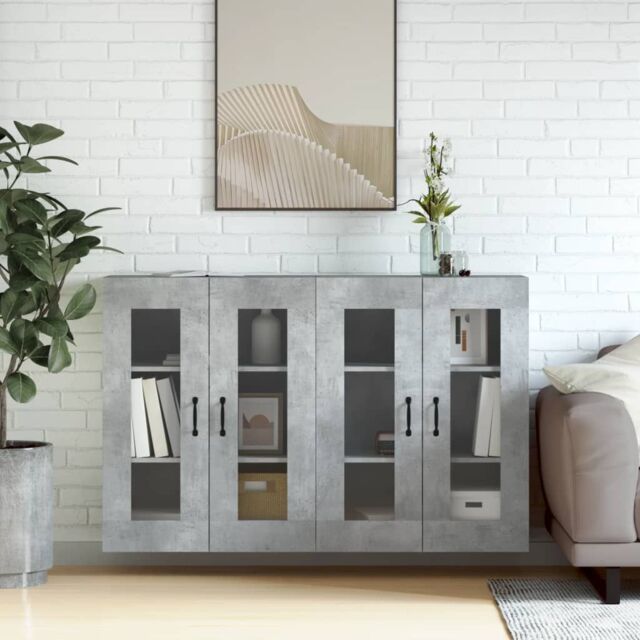 Berkfield Home Wall Mounted Cabinets 2 pcs Concrete Grey Engineered Wood - image 1