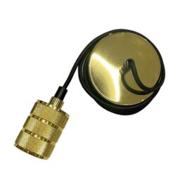 CGC Lighting 'Sydney' II Gold Knurled Two Band 1.5m adjustable E27 Ceiling Pendant & Matching ceiling Rose - thumbnail 3