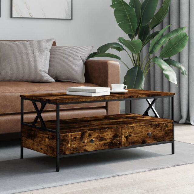 Berkfield Home Coffee Table Smoked Oak 100x51x45 cm Engineered Wood in Brown - Size: 100 x 51 x 45 cm - image 1