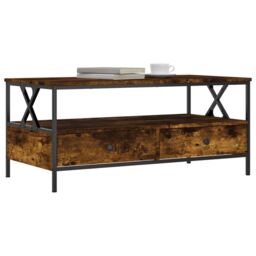 Berkfield Home Coffee Table Smoked Oak 100x51x45 cm Engineered Wood in Brown - Size: 100 x 51 x 45 cm - thumbnail 3