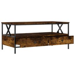 Berkfield Home Coffee Table Smoked Oak 100x51x45 cm Engineered Wood in Brown - Size: 100 x 51 x 45 cm - thumbnail 5