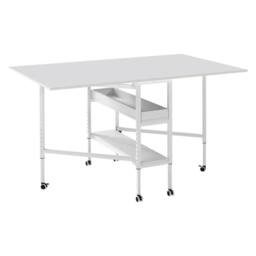 Nordara Folding Adjustable Sewing Craft Desk with Storage Drawers in White - Size: 100 cm x 15 cm