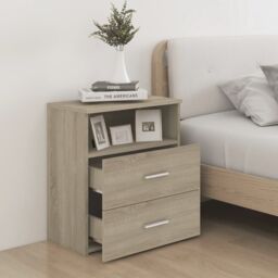 Berkfield Home Bed Cabinets 2 pcs Sonoma Oak 50x32x60 cm in Brown - Size: 50 x 32 x 60 cm - thumbnail 3