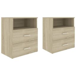Berkfield Home Bed Cabinets 2 pcs Sonoma Oak 50x32x60 cm in Brown - Size: 50 x 32 x 60 cm - thumbnail 2