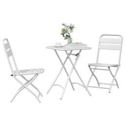Berkfield Home White 3-Piece Folding Bistro Set in White Steel