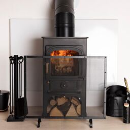 Charles Bentley Aspen Fireguard Contemporary Iron Silver Mesh Black Boarder Matte Finish