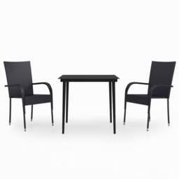 Berkfield Home Decorative 3 Piece Garden Dining Set Black - thumbnail 3