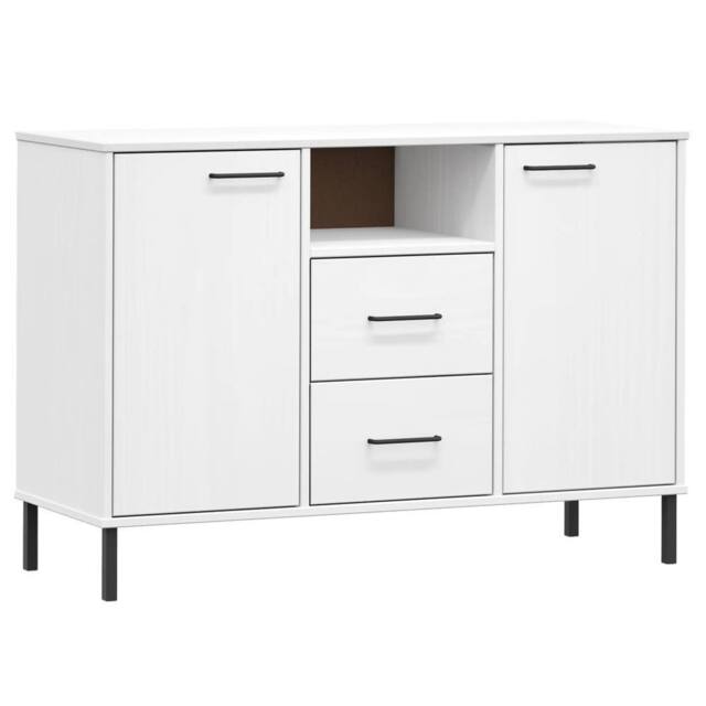 Berkfield Home Sideboard with Metal Legs White 113x40x77 cm Solid Wood OSLO - Size: 113 x 40 x 77 cm - image 1