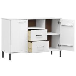 Berkfield Home Sideboard with Metal Legs White 113x40x77 cm Solid Wood OSLO - Size: 113 x 40 x 77 cm - thumbnail 5
