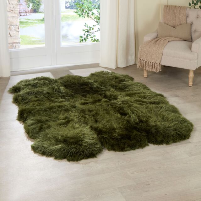 Native Natural Sextuple Sheepskin Rug in Green - Size: 200 cm x 140 cm - image 1