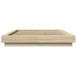 Berkfield Home Durable Bed Frame with LED Lights without Mattress Sonoma Oak 120 in Light Oak - Size: Small Double - thumbnail 5
