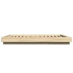 Berkfield Home Durable Bed Frame with LED Lights without Mattress Sonoma Oak 120 in Light Oak - Size: Small Double - thumbnail 6