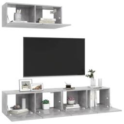 Berkfield Home TV Cabinets 3 pcs Concrete Grey Engineered Wood - thumbnail 3