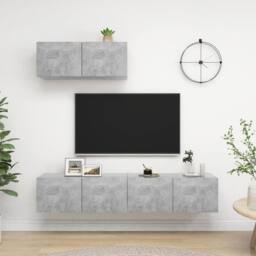 Berkfield Home TV Cabinets 3 pcs Concrete Grey Engineered Wood - thumbnail 2