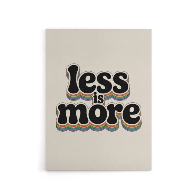"Artery8 Less Is More Retro Rainbow Font Typography Canvas Wall Art Print in Beige - Size: W18"" x H24""" - image 1