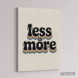 "Artery8 Less Is More Retro Rainbow Font Typography Canvas Wall Art Print in Beige - Size: W18"" x H24""" - thumbnail 2