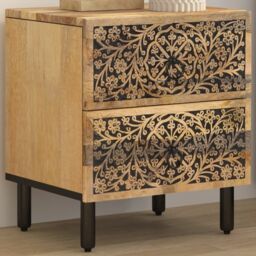 Berkfield Home Bedside Cabinet 40x33x46 cm Solid Wood Mango in Brown - Size: 40 x 33 x 46 cm - thumbnail 1