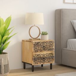 Berkfield Home Bedside Cabinet 40x33x46 cm Solid Wood Mango in Brown - Size: 40 x 33 x 46 cm - thumbnail 3