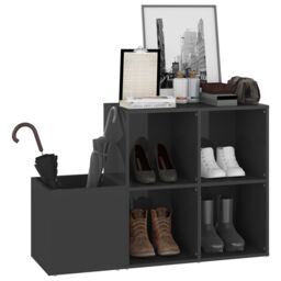 Berkfield Home Hall Shoe Cabinet High Gloss Grey 105x35.5x70 cm Engineered Wood - thumbnail 4