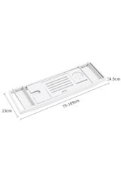 Living and Home Multifunction Expandable Bamboo Wooden Bathtub Caddy Tray in White - thumbnail 4
