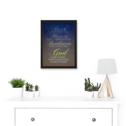 Artery8 Bach Mozart Beethoven God Pray Quote Religious Typography Blue Artwork Framed Wall Art Print A4 in Black - thumbnail 2