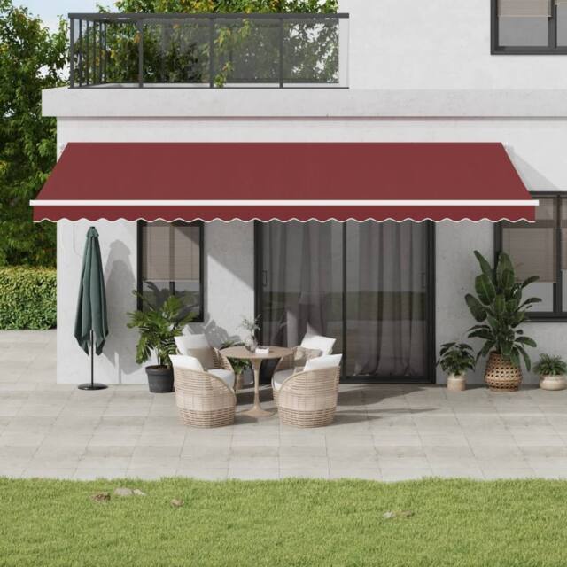 Berkfield Home Manual Retractable Awning with LED Burgundy 600x300 cm in Red - image 1