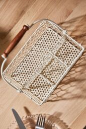 Dibor Cream Farmhouse Chicken Wire Kitchen Storage Cutlery Caddy Gift Idea - Size: Medium - thumbnail 6