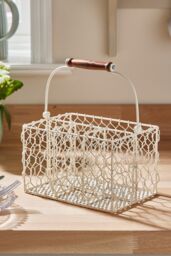 Dibor Cream Farmhouse Chicken Wire Kitchen Storage Cutlery Caddy Gift Idea - Size: Medium - thumbnail 3
