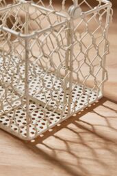 Dibor Cream Farmhouse Chicken Wire Kitchen Storage Cutlery Caddy Gift Idea - Size: Medium - thumbnail 5