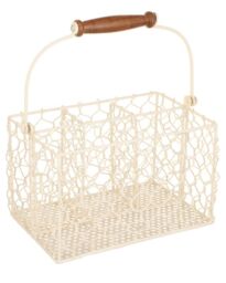 Dibor Cream Farmhouse Chicken Wire Kitchen Storage Cutlery Caddy Gift Idea - Size: Medium - thumbnail 2