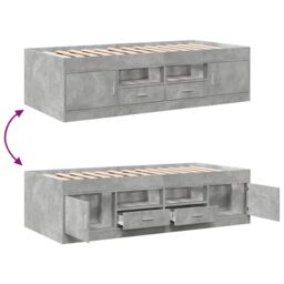 Berkfield Home Daybed with Drawers without Mattress Concrete Grey 90x200 cm - thumbnail 7