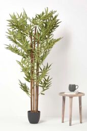 Homescapes Luxury 5ft Bamboo Tree Artificial Plant, Real Stem, Black Pot, 155cm in Green - thumbnail 6