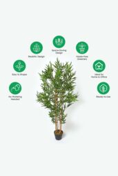 Homescapes Luxury 5ft Bamboo Tree Artificial Plant, Real Stem, Black Pot, 155cm in Green - thumbnail 5