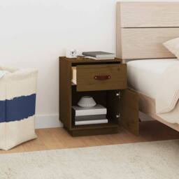 Berkfield Home Beautiful Bedside Cabinet Honey Brown 40x34x55 cm Solid Wood Pine - Size: 40 x 34 x 55 cm