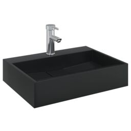 Berkfield Home Wash Basin 50x38x11 cm Mineral Cast/Marble Cast Matt Black - Size: 50 x 38 x 11 cm - thumbnail 3