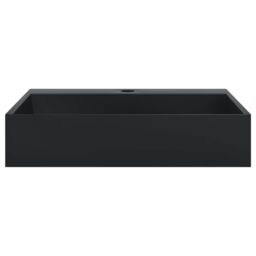 Berkfield Home Wash Basin 50x38x11 cm Mineral Cast/Marble Cast Matt Black - Size: 50 x 38 x 11 cm - thumbnail 4