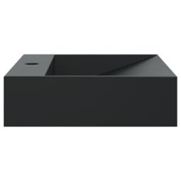 Berkfield Home Wash Basin 50x38x11 cm Mineral Cast/Marble Cast Matt Black - Size: 50 x 38 x 11 cm - thumbnail 5
